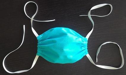 Antibakterielle Baumwoll-Gesichtsmaske, blau, - 50 ST C - 4 Schnüre zum Binden am Hinterkopf