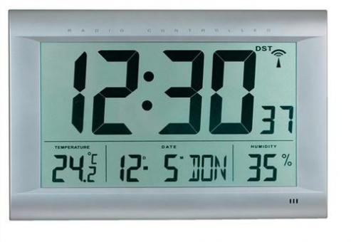 Funk-Digitaluhr Funkuhr Ku.mattsilber - 1 ST 
