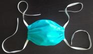 Antibakterielle Baumwoll-Gesichtsmaske, blau, - 50 ST C - 4 Schnüre zum Binden am Hinterkopf